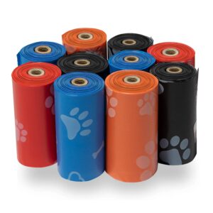 Best Pet Supplies Dog Poop Bags for Waste Refuse Cleanup, Doggy Roll Replacements for Outdoor Puppy Walking and Travel, Leak Proof and Tear Resistant, Thick Plastic - Assorted, 150 Bags