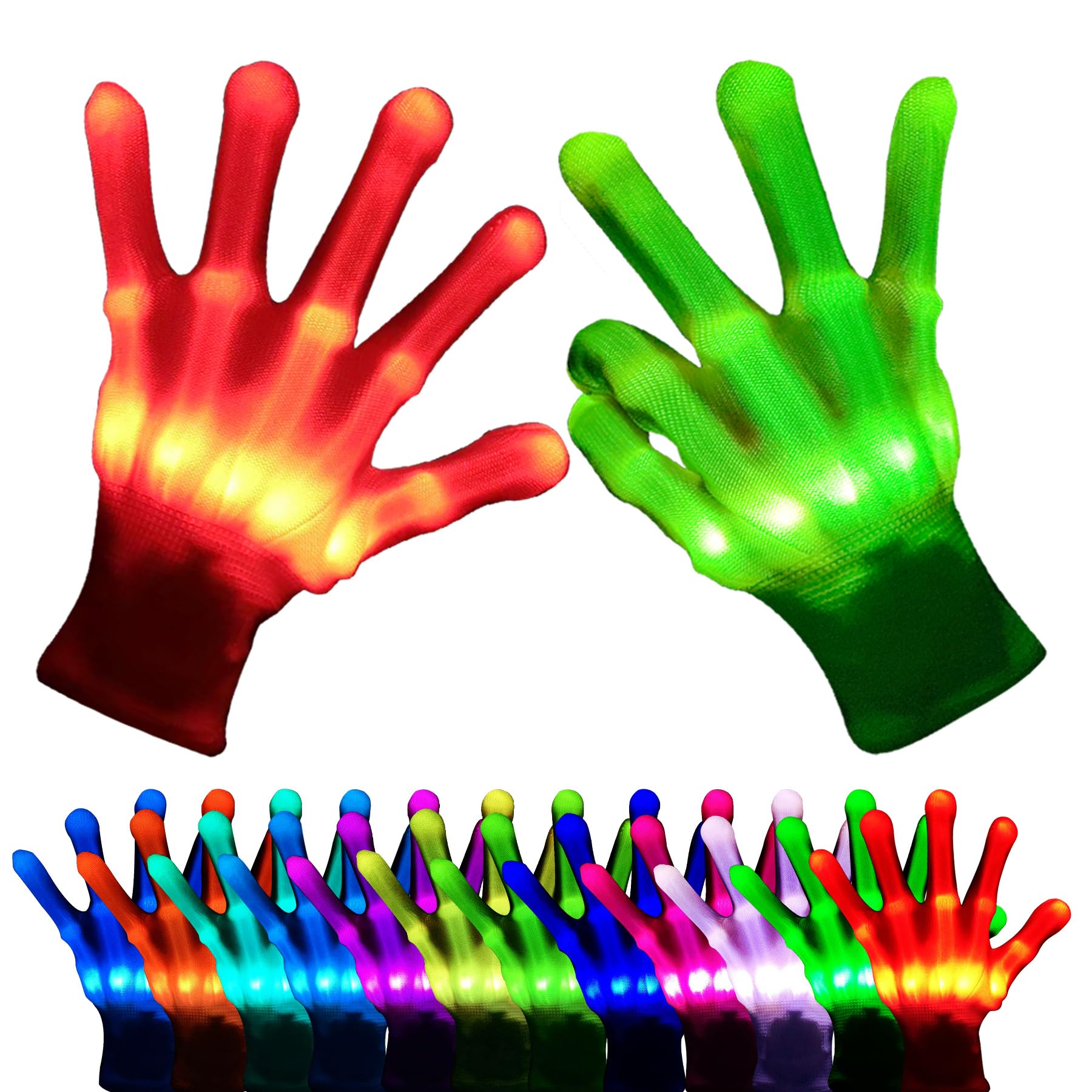 GOGLORYOD 12 Colors Light Up Gloves & LED Gloves - Boys Girls Toys for Age 6-12 Years Old - Stocking Stuffers & Cool Fun Gifts for Halloween Christmas Easter Birthday Parties