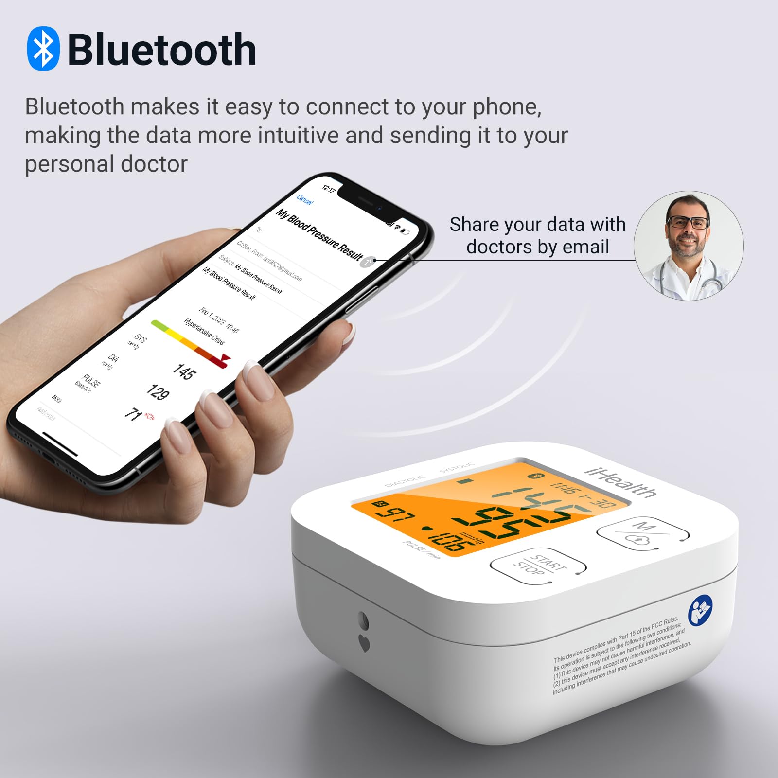 iHealth Track Smart Upper Arm Blood Pressure Monitor with Wide Range Cuff that fits Standard to Large Adult Arms, Bluetooth Compatible for iOS & Android Devices - Image 4
