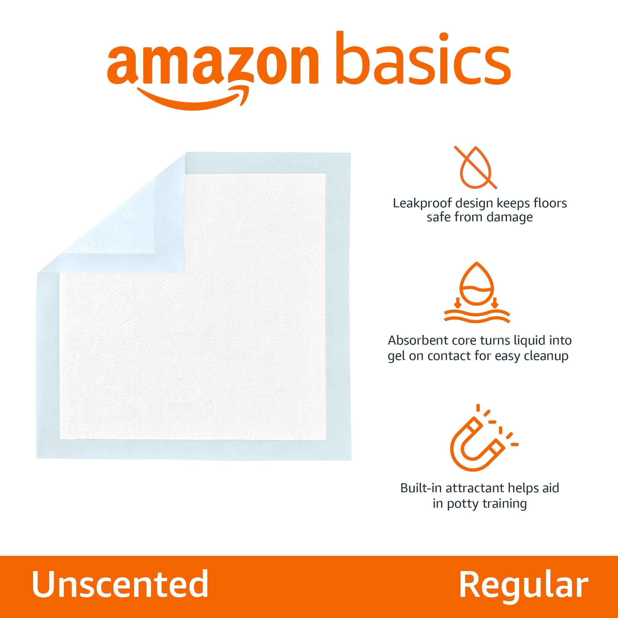 Amazon Basics Leak-Proof Dog and Puppy Potty Training Pee Pads with Quick-Dry 5-Layer Super Absorbent Design, Regular Size 22 x 22 inch, Blue & White, 100 Count - Image 6