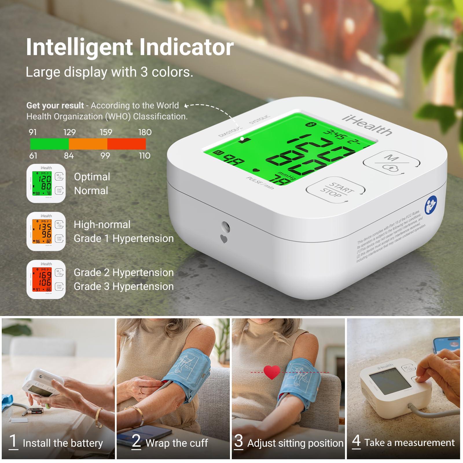 iHealth Track Smart Upper Arm Blood Pressure Monitor with Wide Range Cuff that fits Standard to Large Adult Arms, Bluetooth Compatible for iOS & Android Devices - Image 8