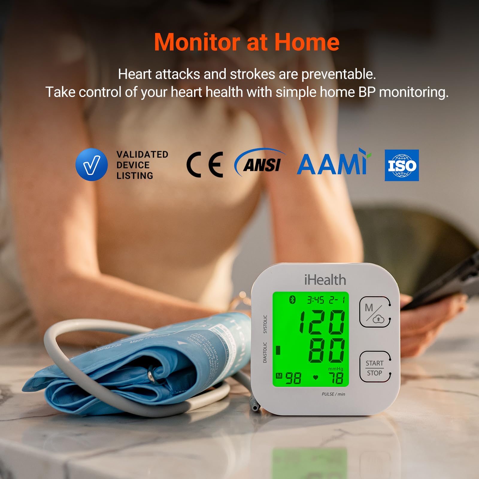 iHealth Track Smart Upper Arm Blood Pressure Monitor with Wide Range Cuff that fits Standard to Large Adult Arms, Bluetooth Compatible for iOS & Android Devices - Image 3