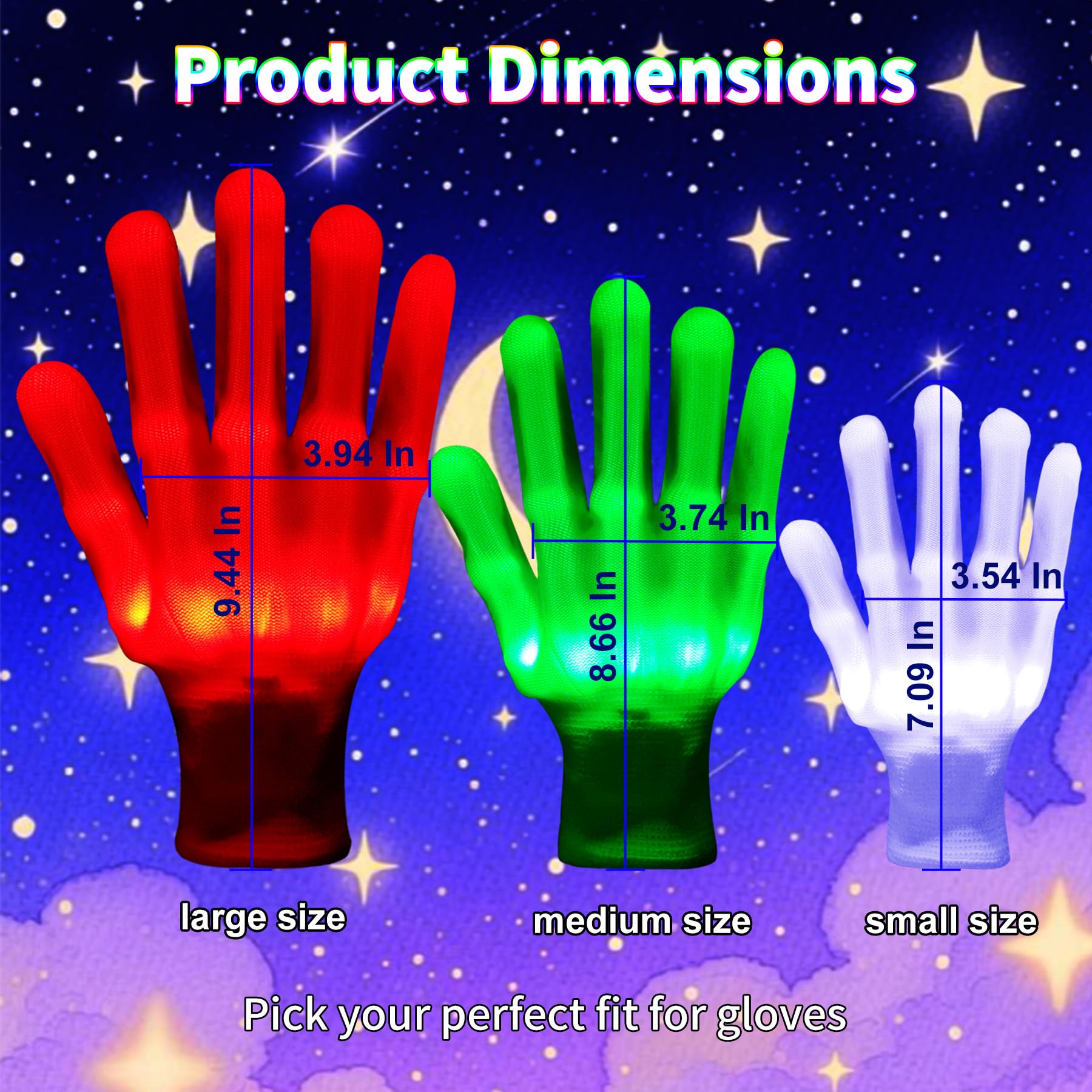 GOGLORYOD 12 Colors Light Up Gloves & LED Gloves - Boys Girls Toys for Age 6-12 Years Old - Stocking Stuffers & Cool Fun Gifts for Halloween Christmas Easter Birthday Parties - Image 6