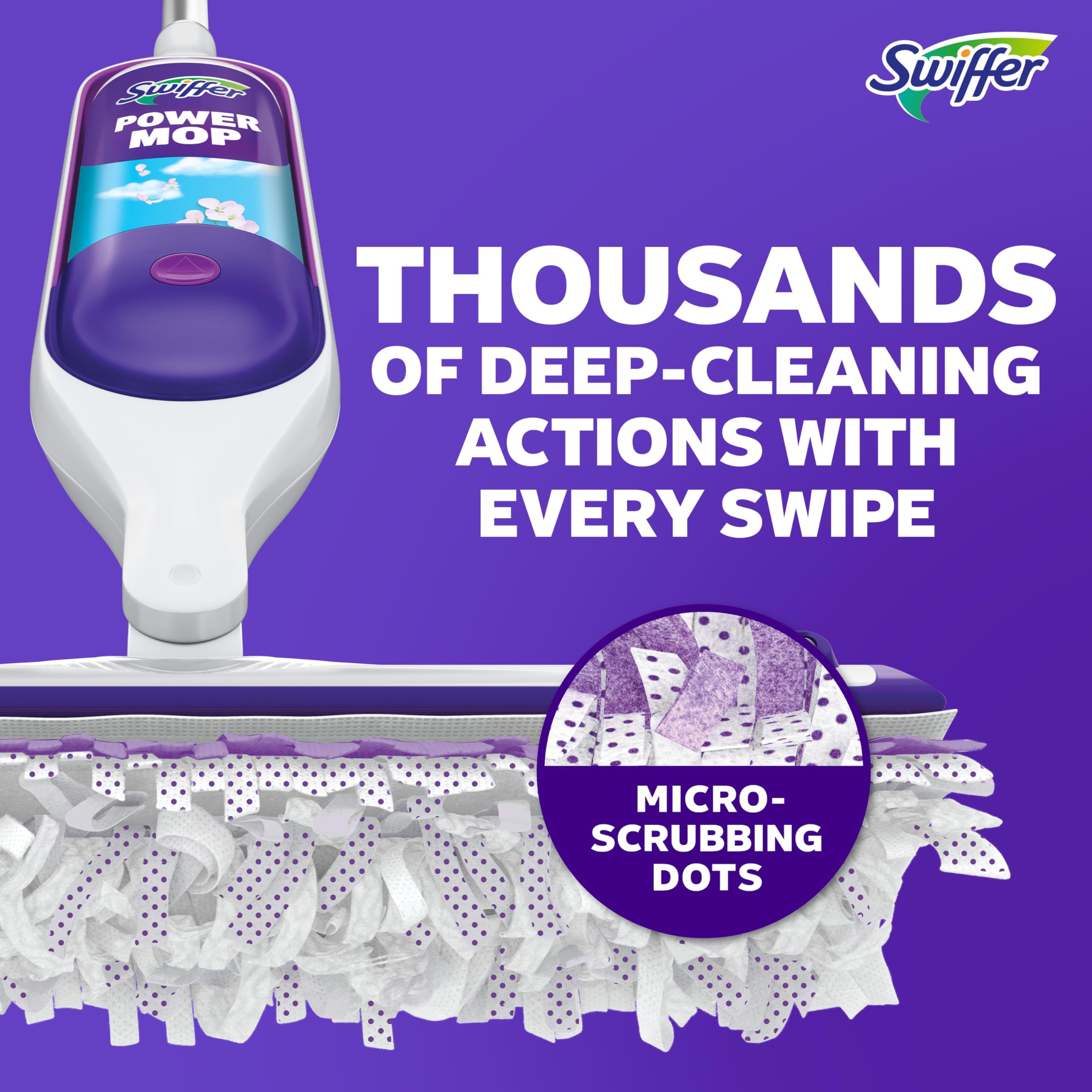 Swiffer PowerMop Multi-Surface Mop Kit for Floor Cleaning, Fresh Scent, Mopping Kit Includes PowerMop, 2 Mopping Pad Refills, 1 Floor Cleaning Solution with Fresh Scent and 2 Batteries - Image 9