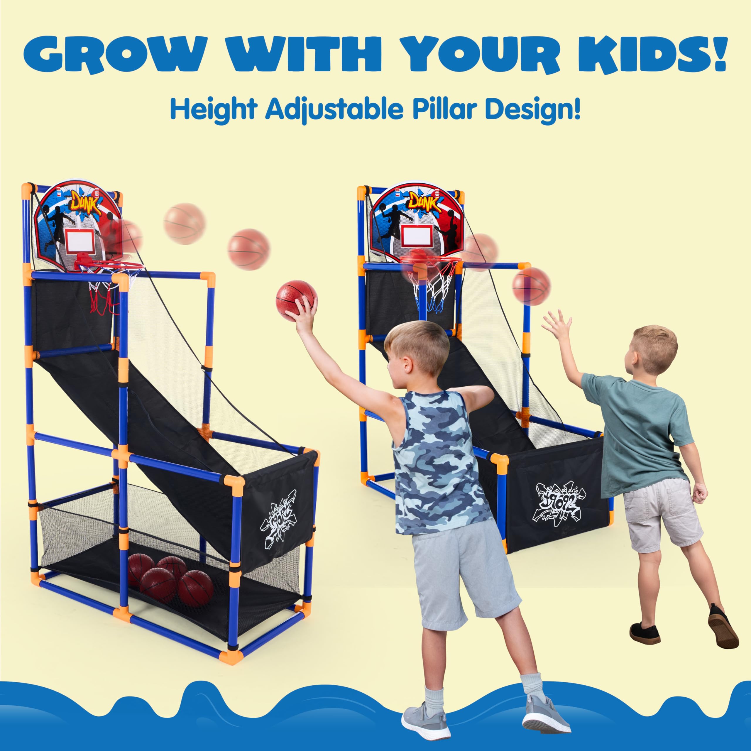 JOYIN Arcade Basketball Game Set with 4 Balls and Hoop for Kids 3 to 12 Years Old Indoor Outdoor Sport Play - Easy Set Up - Air Pump Included - Ideal for Competition - Image 6