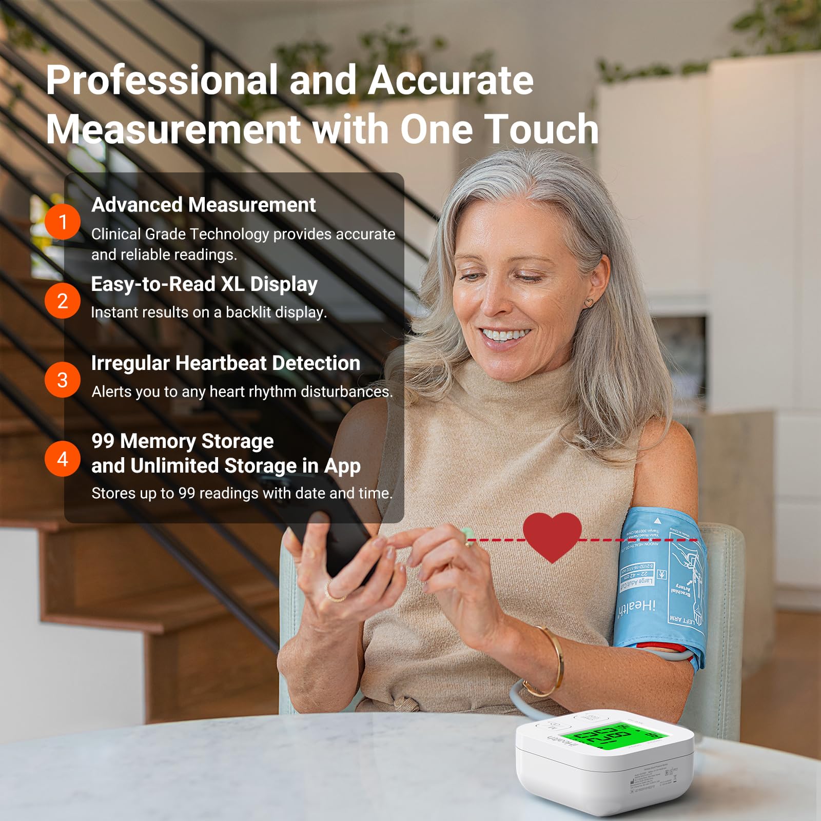 iHealth Track Smart Upper Arm Blood Pressure Monitor with Wide Range Cuff that fits Standard to Large Adult Arms, Bluetooth Compatible for iOS & Android Devices - Image 9