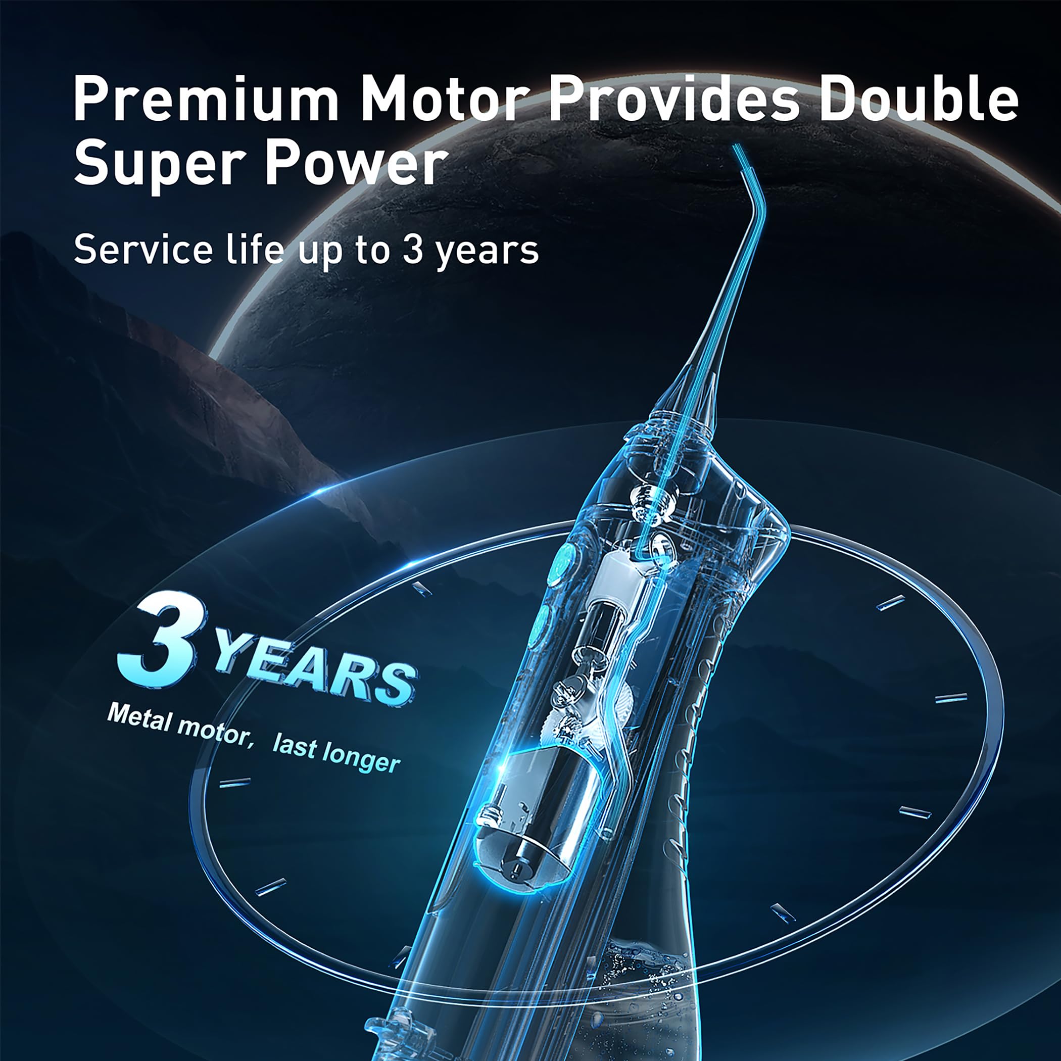 COSLUS Water Dental Flosser Teeth Pick C20(F5020E): Portable Cordless Oral Irrigator 300ML Rechargeable Travel Irrigation Cleaner IPX7 Waterproof Electric Flossing Machine for Teeth Cleaning - Image 4
