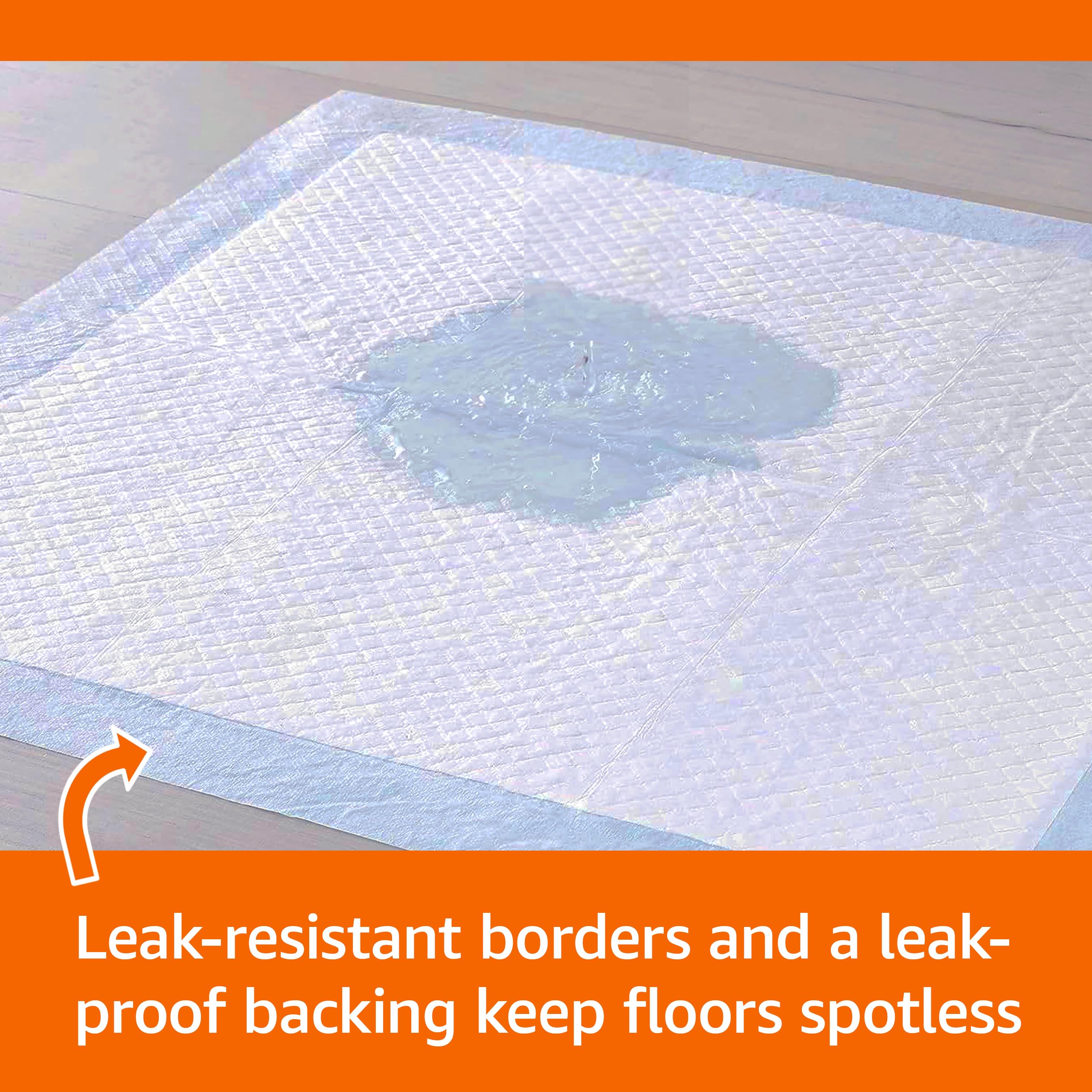 Amazon Basics Leak-Proof Dog and Puppy Potty Training Pee Pads with Quick-Dry 5-Layer Super Absorbent Design, Regular Size 22 x 22 inch, Blue & White, 100 Count - Image 5