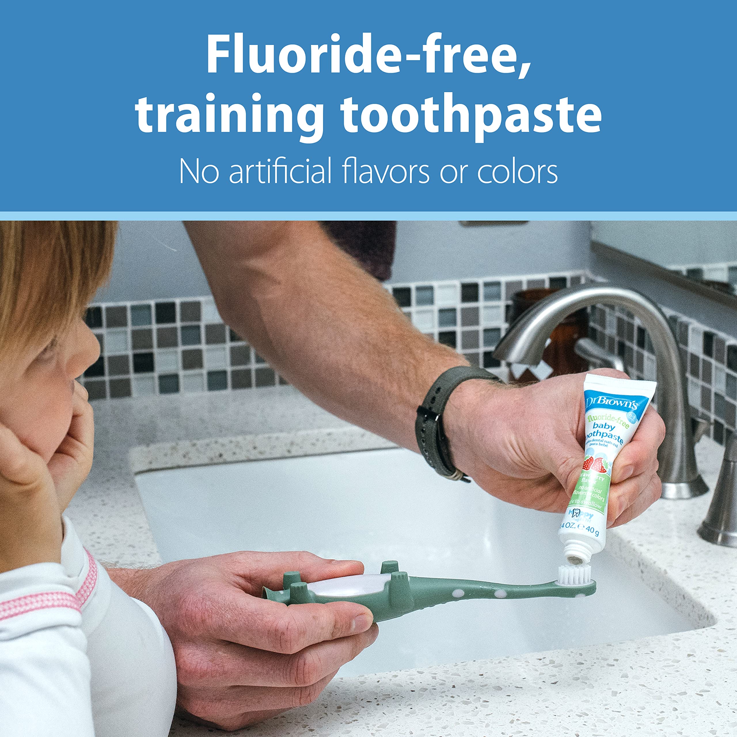 Dr. Brown’s Fluoride-Free Baby Toothpaste, Infant & Toddler Oral Care, Strawberry, 1-Pack, 1.4oz/40g, 0-3 Years - Image 8