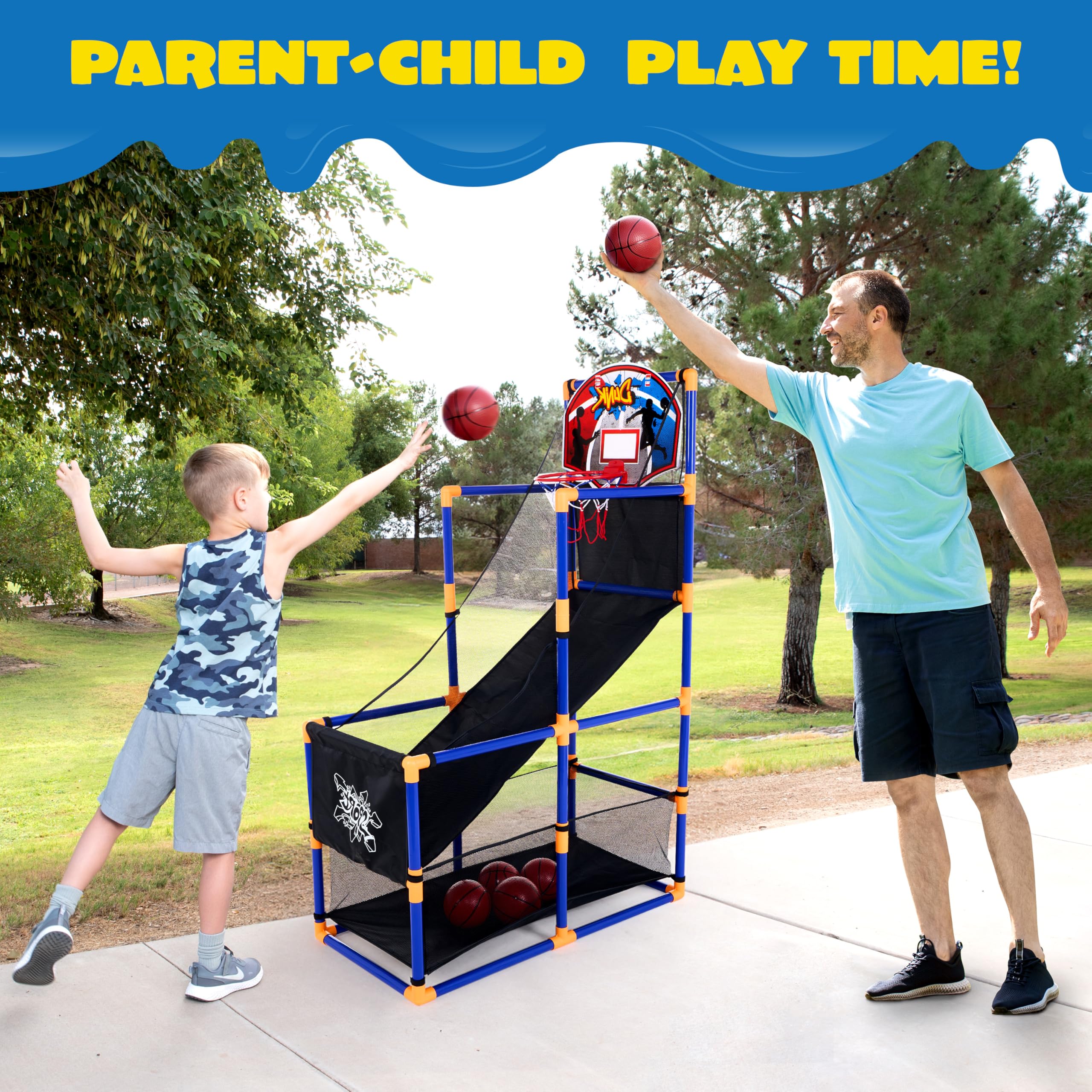 JOYIN Arcade Basketball Game Set with 4 Balls and Hoop for Kids 3 to 12 Years Old Indoor Outdoor Sport Play - Easy Set Up - Air Pump Included - Ideal for Competition - Image 4